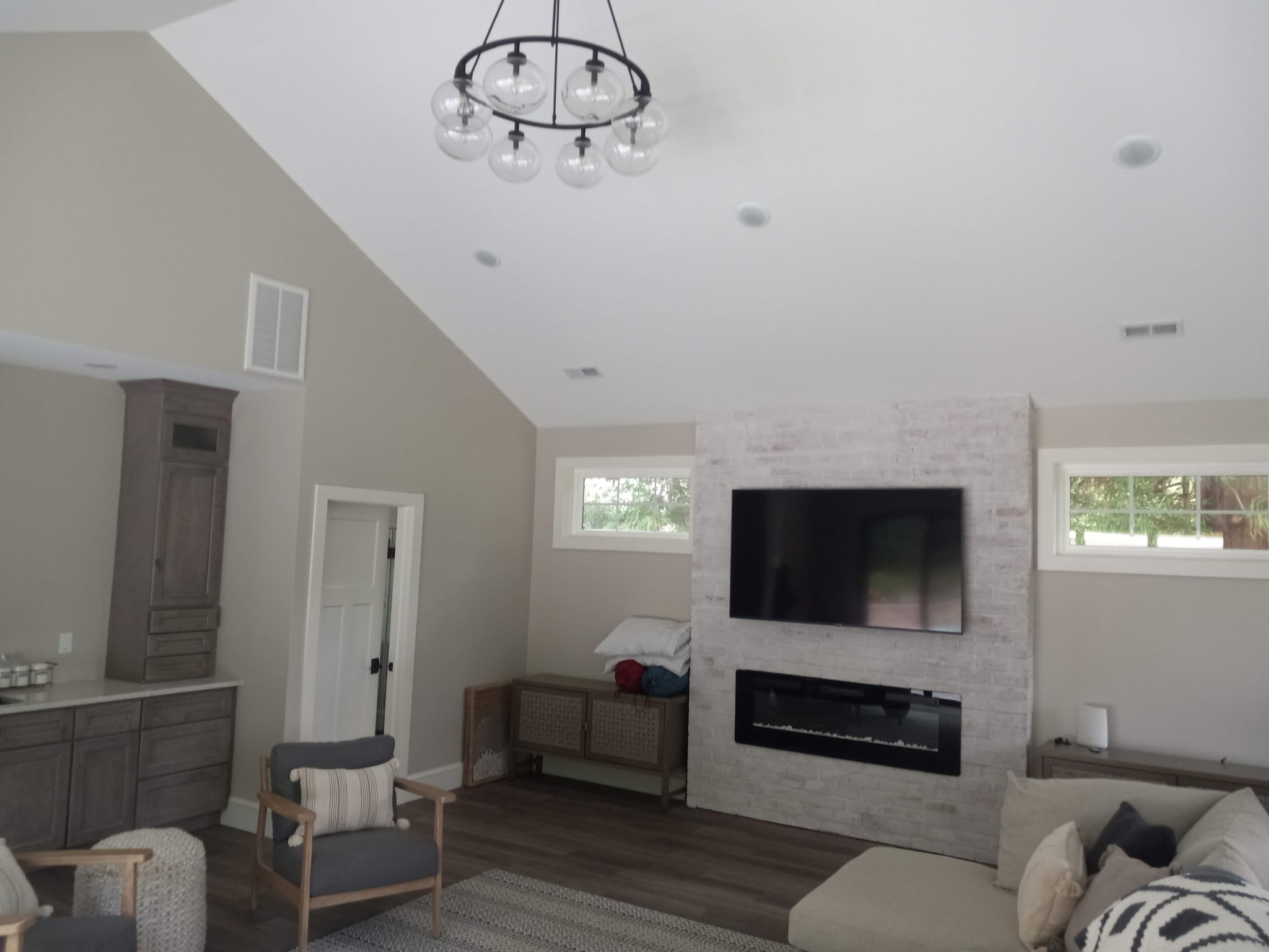 Interior project progress showing drywall installation